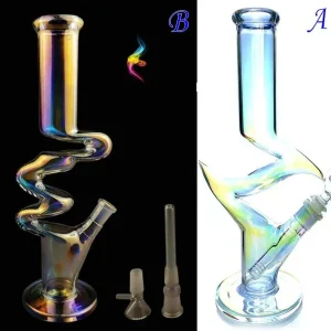 Tall Rainbow glass water bongs hookahs downstem perc Ice catcher dabber heady rig recycler Dab smoke water pipe with 14mm_VAPORMALLS