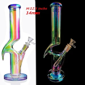 Tall Rainbow glass water bongs hookahs downstem perc Ice catcher dabber heady rig recycler Dab smoke water pipe with 14mm_VAPORMALLS