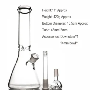 Hookah Beaker Glass Bong 10.7" beaker base water pipes dab rig thick material for smoking bongs_VAPORMALLS