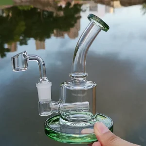 6 Inch Mini Dab Rig Colorful Thick Glass Bongs Hookahs Inline Perc Water Pipes 14mm Joint Oil Rigs Small Bong With 4mm Quartz Banger_VAPORMALLS