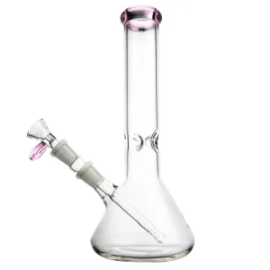 beaker bongs glass water bongs Hand Blown Glass Bong 10'' Color Accent on Mouthpiece Pipe Bong Hookahs Beaker Waterpipe Heady Glass Bong Borosilicate Glass Beaker_VAPORMALLS