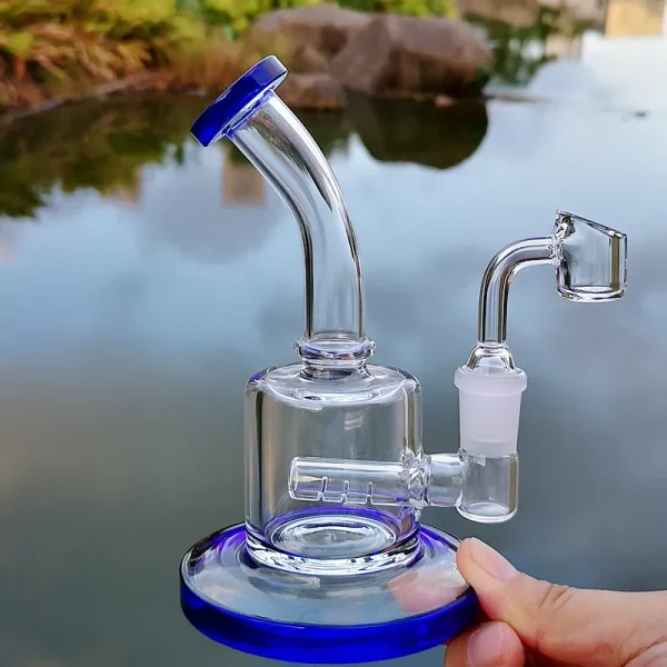 6 Inch Mini Dab Rig Colorful Thick Glass Bongs Hookahs Inline Perc Water Pipes 14mm Joint Oil Rigs Small Bong With 4mm Quartz Banger_VAPORMALLS