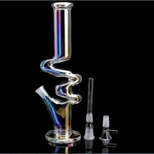 Tall Rainbow glass water bongs hookahs downstem perc Ice catcher dabber heady rig recycler Dab smoke water pipe with 14mm_VAPORMALLS