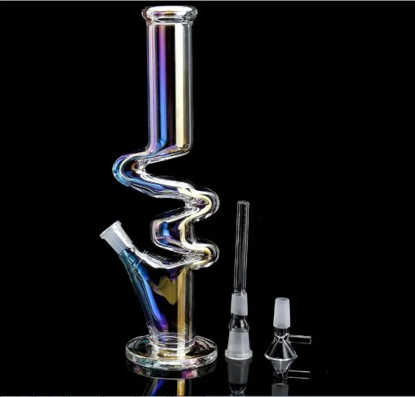 Tall Rainbow glass water bongs hookahs downstem perc Ice catcher dabber heady rig recycler Dab smoke water pipe with 14mm_VAPORMALLS